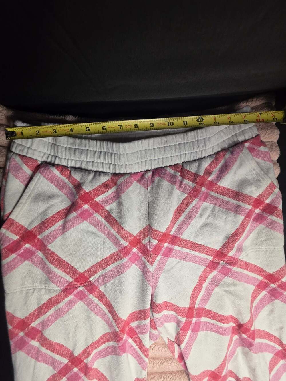 Colsie Womens Plaid Print Lounge Jogger Sweatpants Pink White Size Large - Picture 4 of 5